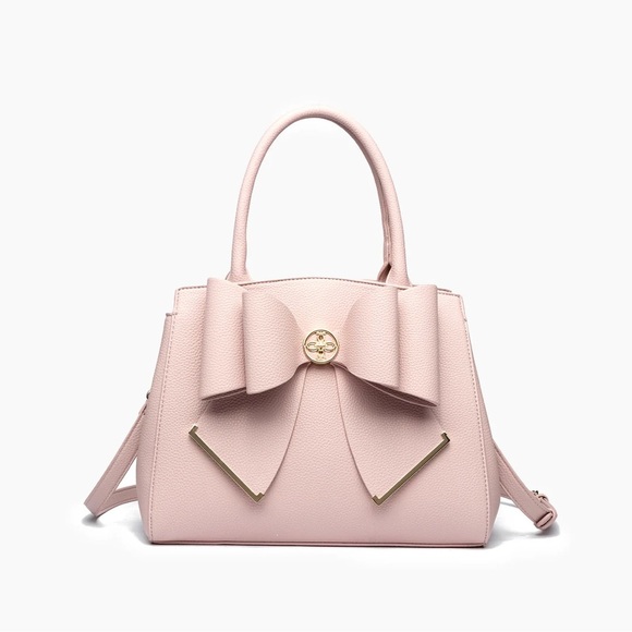 Grossi Poppy Pink Bowtie Top Handle Satchel Handbag - Picture 1 of 5
